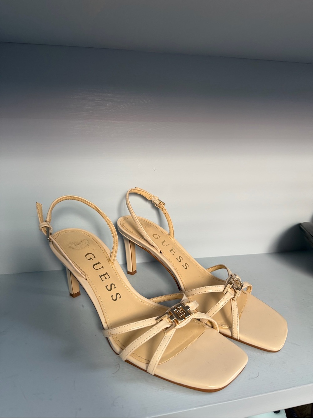 Camilla Beige Strappy Slingback Heels